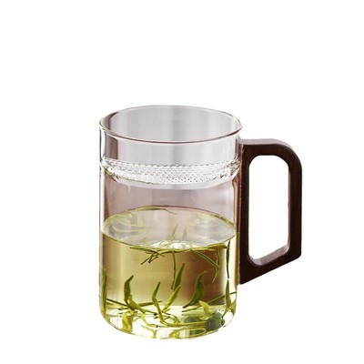 大容量茶水分离泡茶杯家用过滤耐热玻璃杯办公室喝水杯子月牙水杯