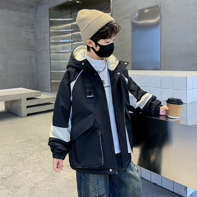 소년 기모 파커 코트 2024 년 가을과 겨울 뉴 종다 어린이 겨울 유행 두꺼운 코트 면화 패딩 코트