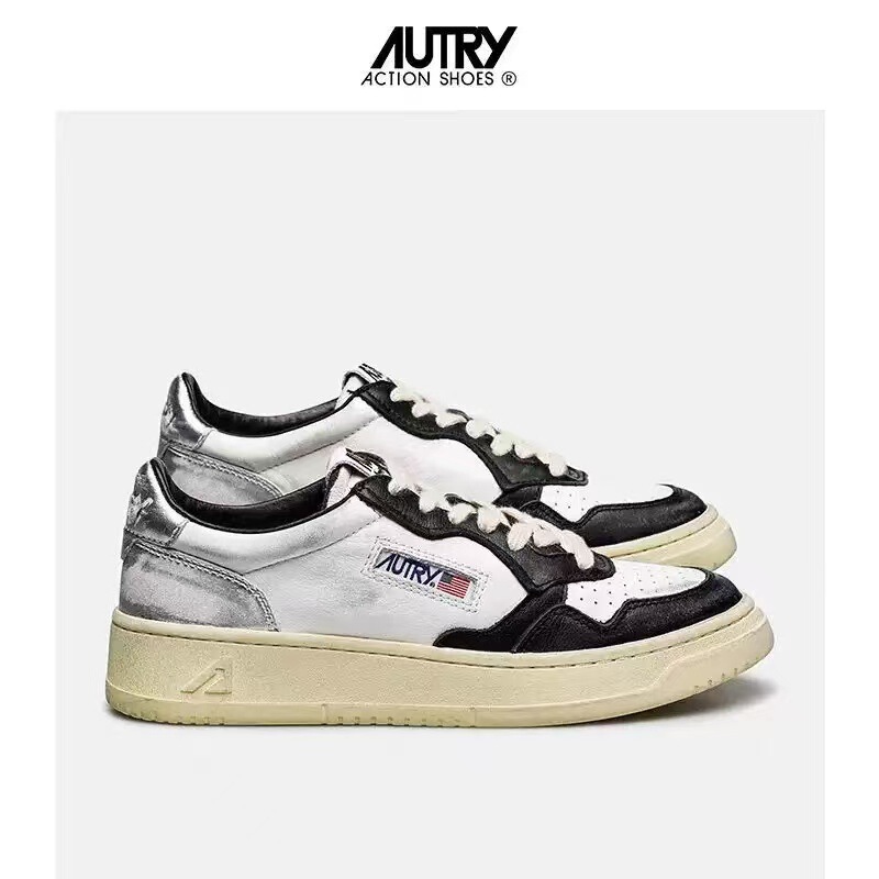 Autry2025 Black and White Dirty Shoes, Old Retro Niche Sneakers, Classic Trendy Brand Men's and Women's Panda White Shoes Autry2025 Black and White Dirty Shoes, Old Retro Niche Sneakers, Classic Trendy Brand Men's and Women's Panda White Shoes