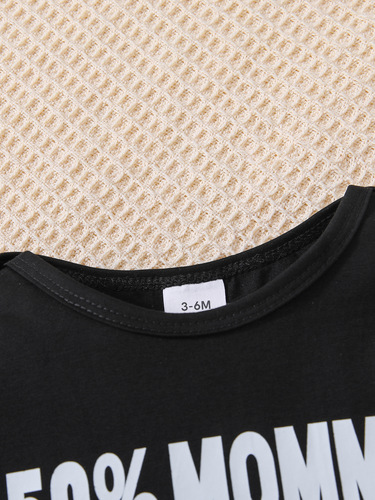 Summer New Kids' Letter Print Casual Tri-Top Bodysuit