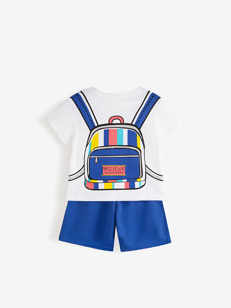 Malwee nuevos pantalones cortos de mangas cortas para niños de dos piezas, juegos de verano para niños europeos y estadounidenses. image 2