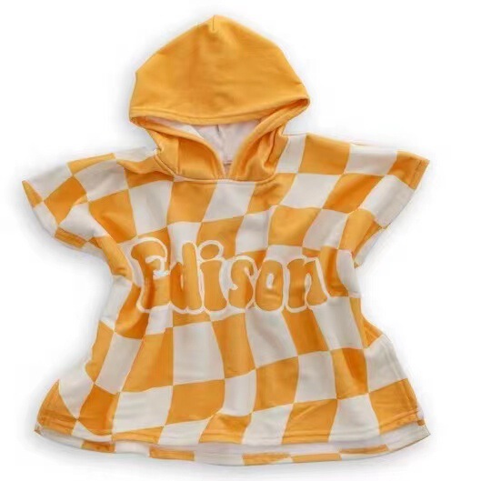 Hooded bathrobe custom English name bath towel towel cloak beach towel microfiber quick-drying absorbent thickened