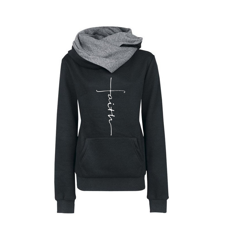 Sudadera con Capucha para Mujer de Poliéster Interior Afelpado Manga Larga para Otoño e Invierno