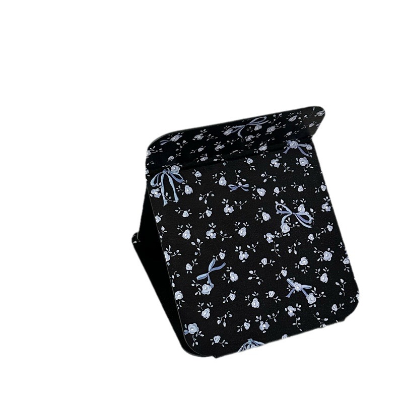 Espejo de maquillaje plegable floral de diseño original, dormitorio de estudiantes, espejo de tocador femenino, escritorio de escritorio, portátil para uso doméstico