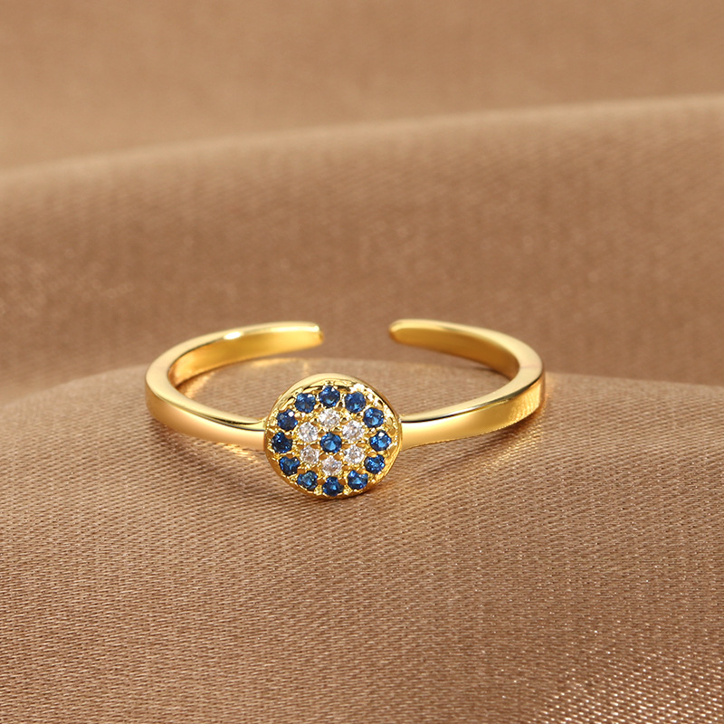 Open Rings Classification Adjustable Ring Size 1 Piece Quantity Classic Style Devil's Eye Copper Plating Inlay Zircon Gold Plated Open Rings