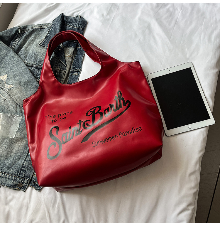 Large-capacity single-shoulder bag for women, 2025 new style, fashionable, casual and versatile tote bag, letter niche design handbag Specification drawing