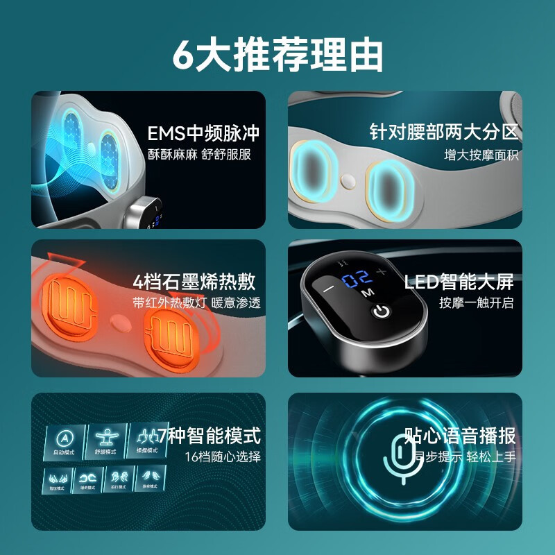 厳选オークスウエストマッサージ机器ホットマッサージベルト多机能ワイヤレススマート加热ウエストガードギフト|undefined