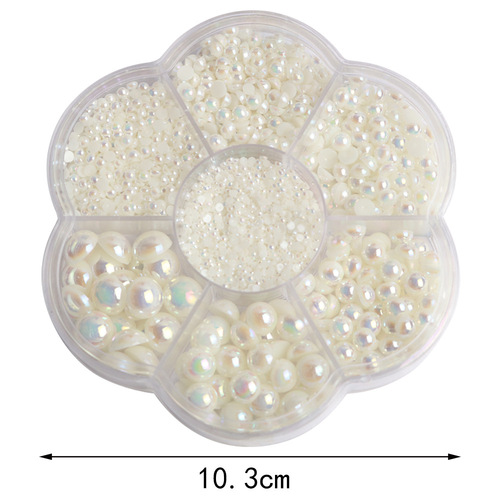 Semi-circular multi-size flat bottom AB imitation pearl accessories, hair accessories, hair accessories, clothing DIY diamond stickers, 2800 pieces in box
