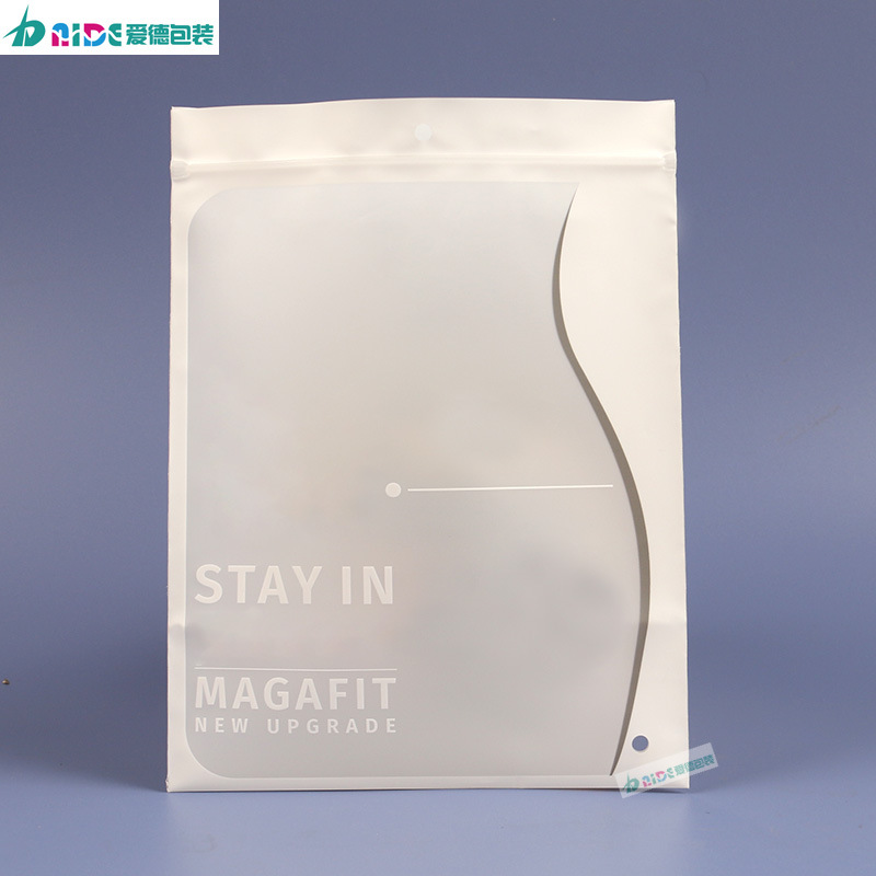 Bolsas zip CPE esmeriladas para ropa — bolsa plástica con cierre, impresión blanca, ideal para ropa interior y camisetas, venta de fábrica