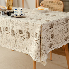 Imanqi Yunchian Cotton Linen Small Crown Tablecloth European Tea Table Cover Wholesale Factory Direct Supply