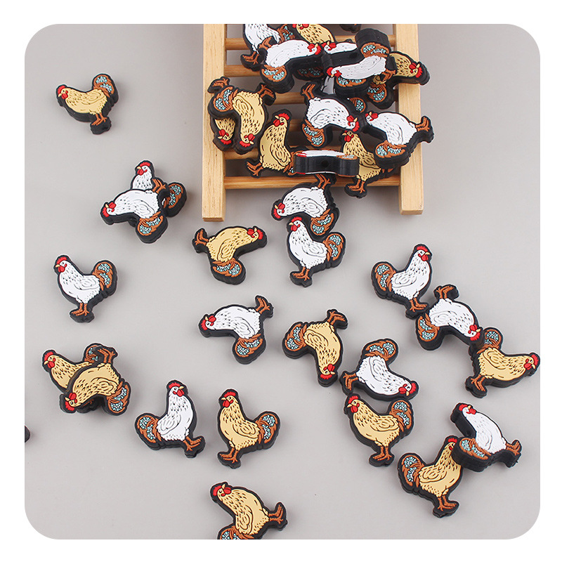 Productos para bebés caricatura silicona perlas de gallo DIY bebé molar tetina cadena de pulsera de goma juguetes accesorios