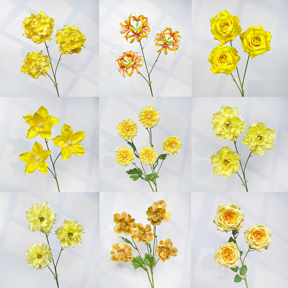 Tema de casamento amarelo flores artificiais salão de casamento arranjo de flores rosa hortênsia flores artificiais flores de seda janela do jardim de monet