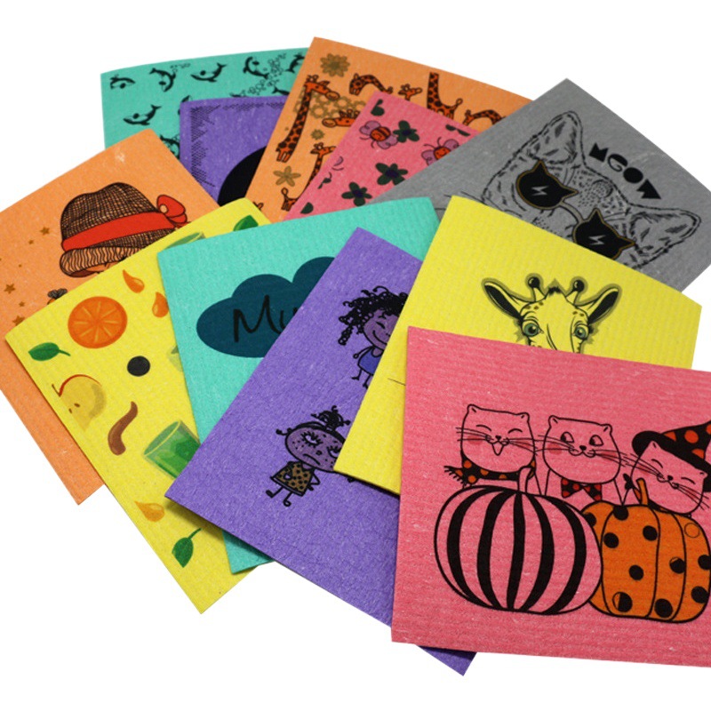 Leche de madera alemana transfronteriza, paño de algodón, color, pulpa de madera, esponja de algodón, estropajo, suministros de limpieza de cocina, paño de cocina, paño de cocina