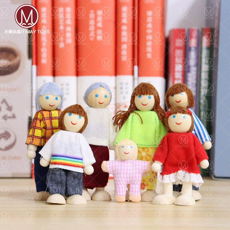 Новая семейная кукольная игрушка из семи человек деревянный сустав может двигаться