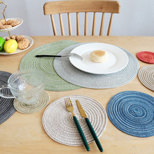 北欧风格家居餐桌烘焙美食背景圆形隔热垫仿棉纱餐垫亚马逊西餐垫