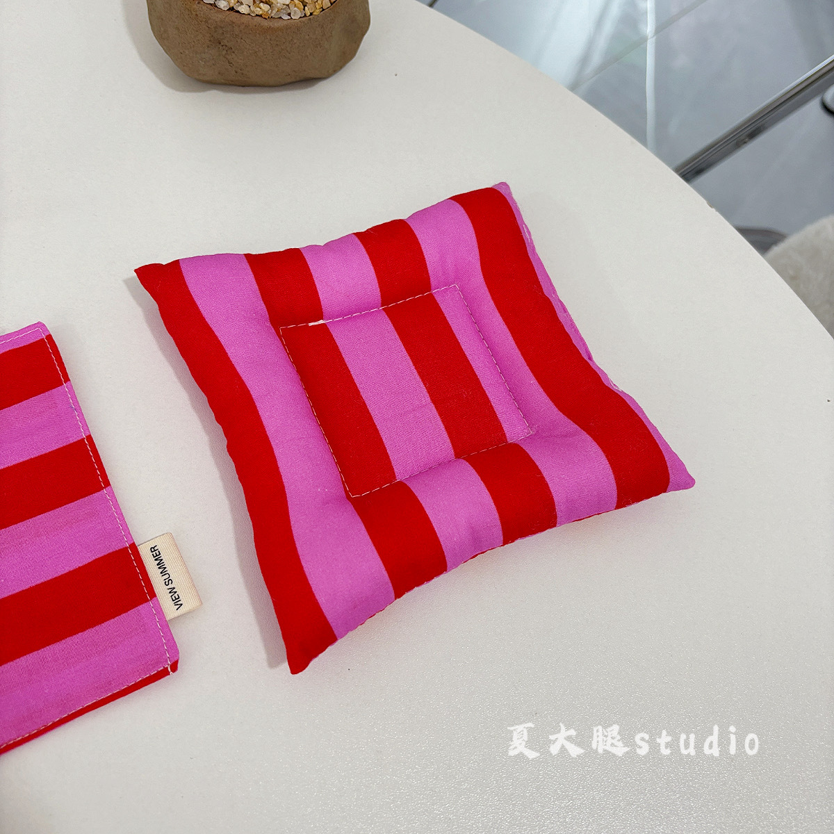 Dopamina rosa amplio taza de algodón intercalado (aproximadamente 14 cm)