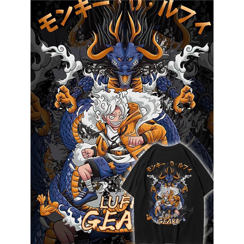 Mengmengjia Luffy Five-speed AnimaTion ShorT-sleeved T-shirT Men's STraw HaT One Piece BounTy Peripheral ShorT-sleeved Summer Loose Trendyy