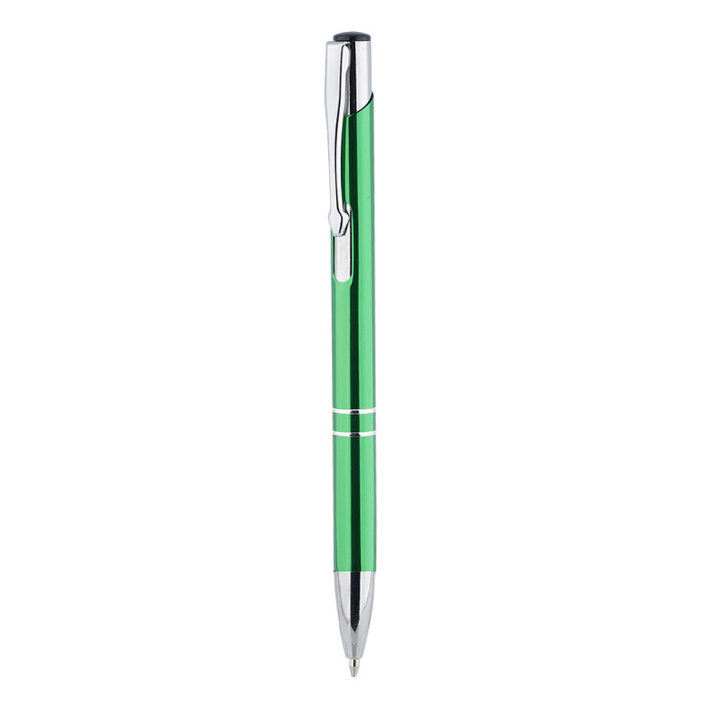 Bolígrafo metálico retráctil en stock con punta inclinada, cuerpo de aluminio, bolígrafo de punta redonda, logotipo personalizable, grabado publicitario, branding, regalo empresarial, bolígrafo de tinta a base de aceite.