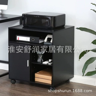 定制黑色工位木质文件柜办公室桌面置物打印机抽屉柜可活动矮柜