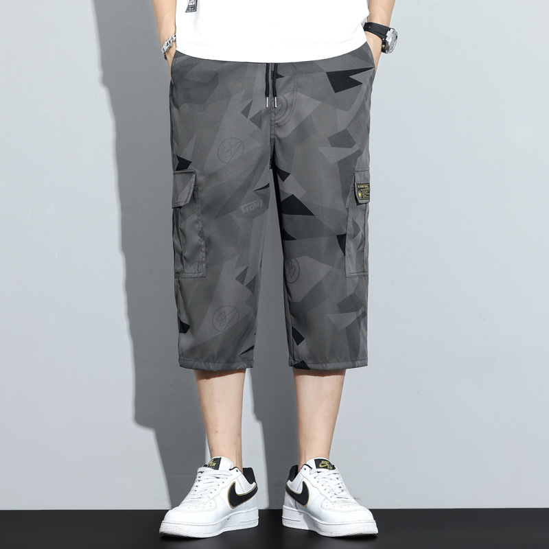 Camouflage Shorts Men's Summer Thin Korean Style Trendy Brand Loose Casual Cropped Pants Men's Camouflage Cargo Pants 7-point Pants