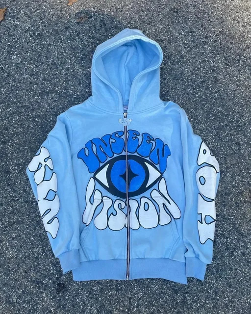 ​Retro Zip-Up Hoodie – Oversized Eye Print Pullover, Vintage Streetwear For Men & Women_viptrois.com