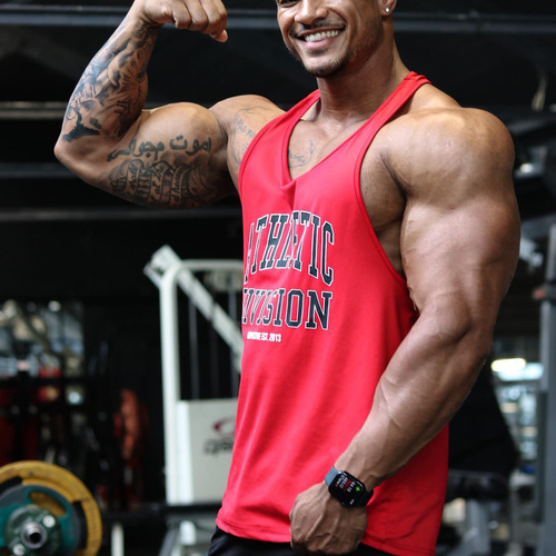  Muscle Fitness Brothers Summer Vest Men's Printed Cotton Loose Sports Large Size Round Neck Top Trendy