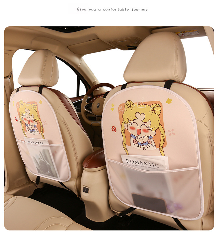 Little Fairy Lady Cute Cartoon Chair Back Anti-Kick Pad Car Seat Back Anti-Fouling Pad Four Seasons with Storage Belt