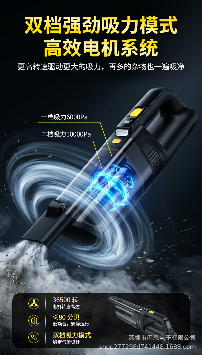 Cross-Border Handheld Car Vacuum Cleaner with Powerful Suction, Rechargeable, Dual-Use for Car and Home, Wireless Blowing and Suction All-In-One