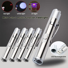 Mini USB Rechargeable 3in1 LED Flashlight Powerful LED Torch