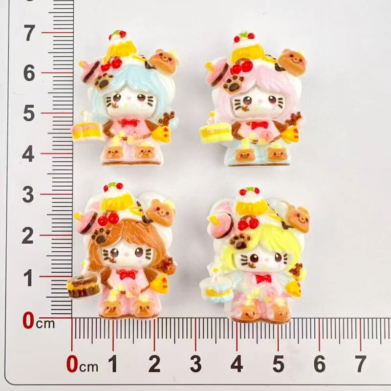 卡通可爱少女喵喵树脂配件手工diy发夹钥匙扣手机链萌粒挂饰品批|undefined