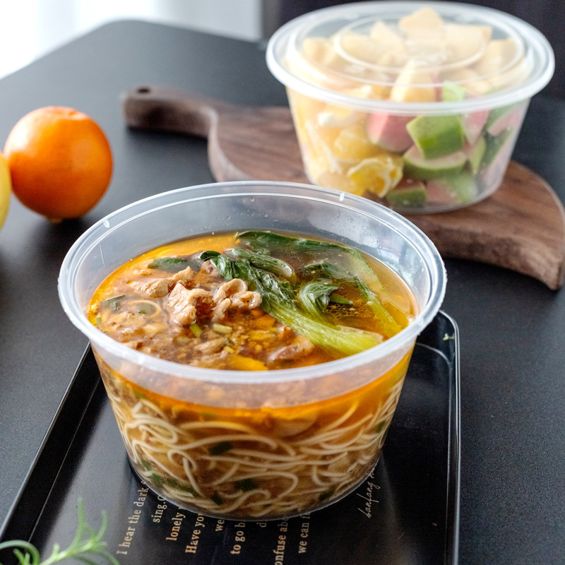 批发一次性日式便当面条沙拉打包碗可微波食品级外卖防漏打包饭盒