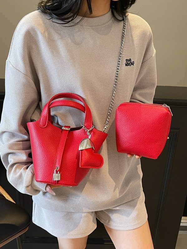 Bolso de madre de cubo de ocio simple para mujer 2025 versión coreana del nuevo bolso de mensajero exquisito de textura de moda ins