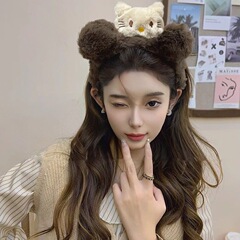 NUONUO かわいいぬいぐるみ子犬ヘッドバンド女性漫画洗顔特別なマスクヘッドバンドヘアアクセサリーヘアピン新しいスタイル