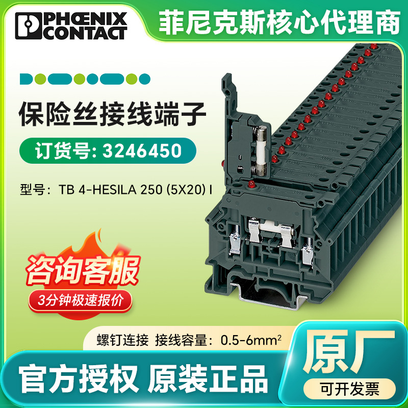 德国菲尼克斯保险丝接线端子TB 4-HESILA 250 (5X20) I/3246450