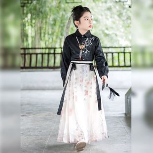 Qianzishuwomen's Ma Mian Skirt for Girls, Spring/Summer 2025 New Style Children's Hanfu for Older Girls, Ancient Chinese Style National Style Outfit