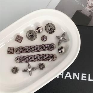 2025 new Cross hole shoes accessories diy shoes flower flash diamond detachable vintage high-end decorative accessories set