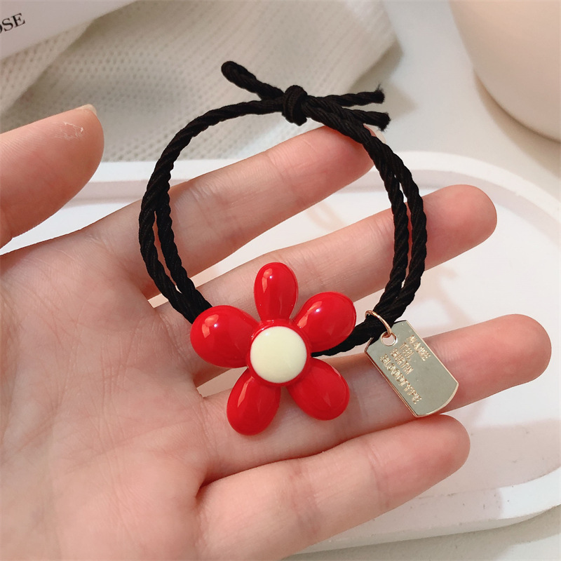 Año Nuevo feliz corda de cabello roja de amor chica de alta elasticidad duradera cola de caballo corda de goma anillo de cabello adornamiento para el cabello