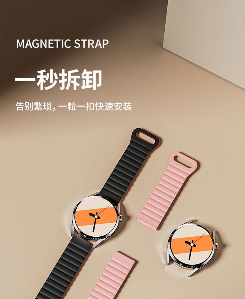 The dual-color magnetic silicone watch strap is compatible with Huawei Watch 5, GT5, Samsung 6, Xiaomi s4, Garmin Universal 20mm and 22mm undefined