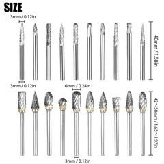 20件套鎢鋼打磨頭3*6套裝硬質合金旋轉銼玉石拋光雕刻滾磨刀3*3mm