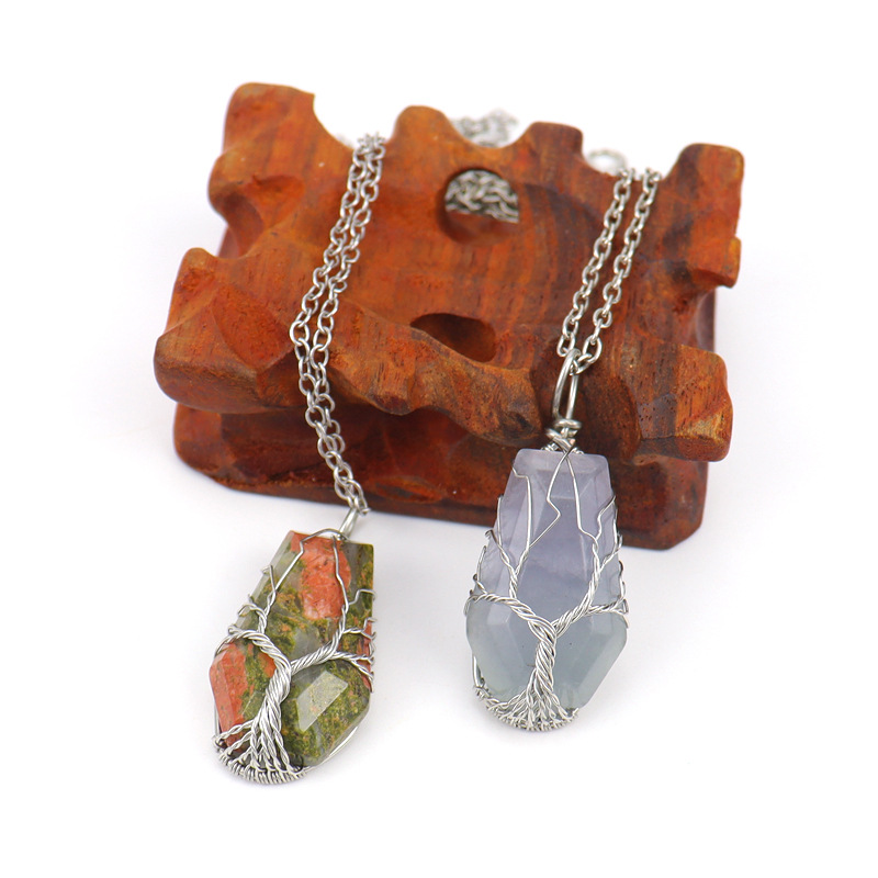 Retro Geometric Agate Handmade Pendant Necklace 1 Piece