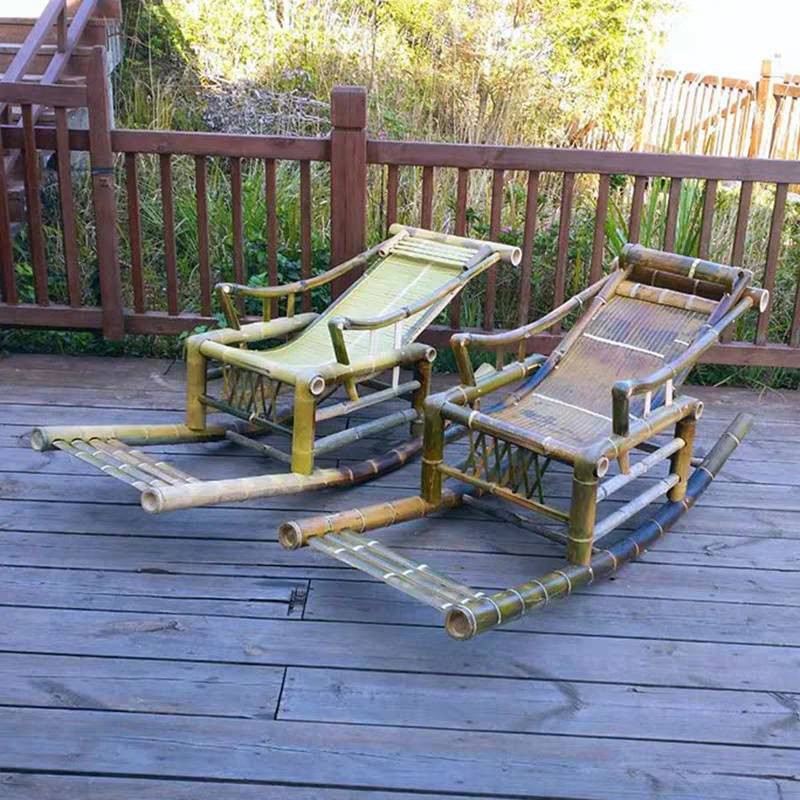 纯手工竹躺椅摇摇椅家用逍遥椅阳台休闲午休午睡椅实木老大人凉J&