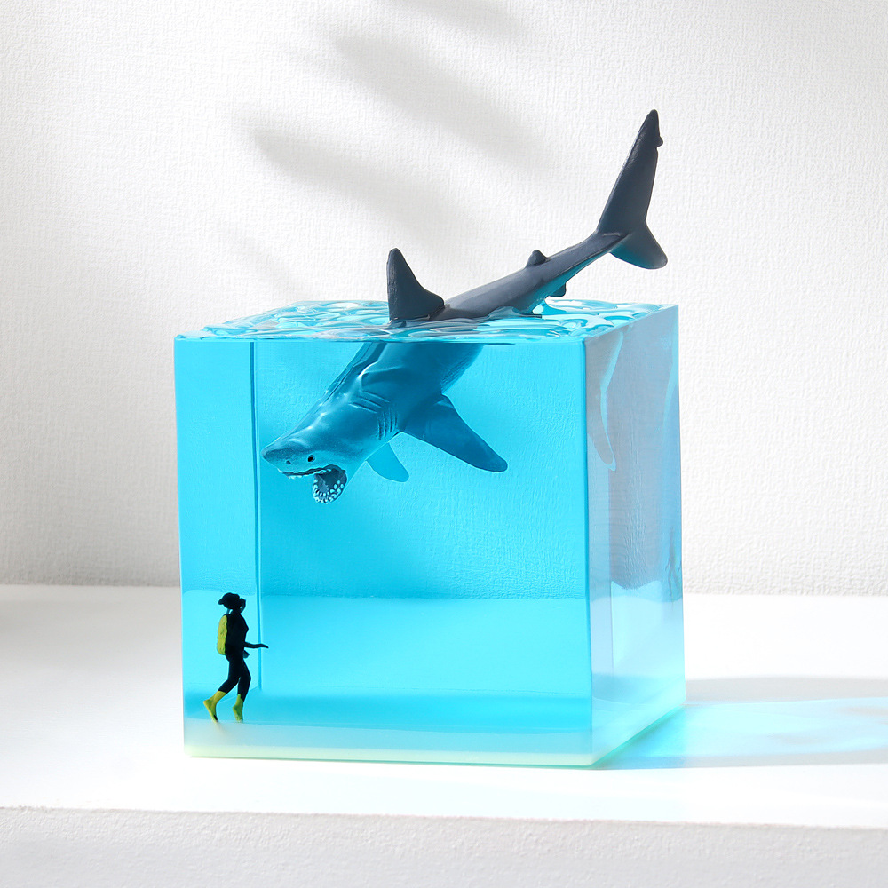  new creative ocean diver shark dolphin resin night light ornaments handmade household resin crafts