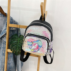 跨境獨角獸大容量亮片背包學生卡通書包少女休閒亮片雙肩包小