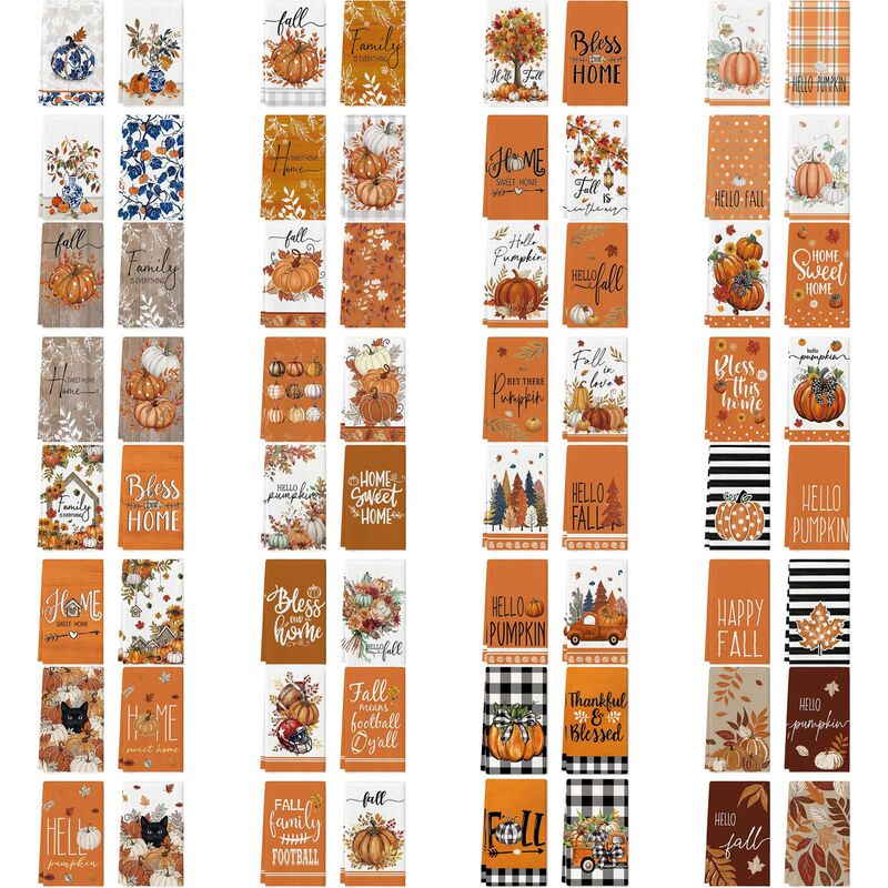 Cross-border best-selling autumn Thanksgiving dish towel with maple leaf and pumpkin designs, farmhouse seasonal kitchen decorative towel Cross-border best-selling autumn Thanksgiving dish towel with maple leaf and pumpkin designs, farmhouse seasonal kitchen decorative towel