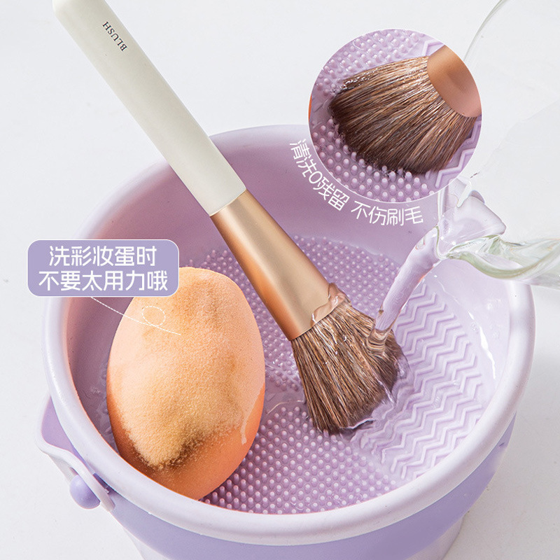 Caja de limpieza de cuencos de limpieza de pinceles de maquillaje Juego de limpieza de huevos de belleza de silicona Juego de herramientas de secado de cuencos de lavado