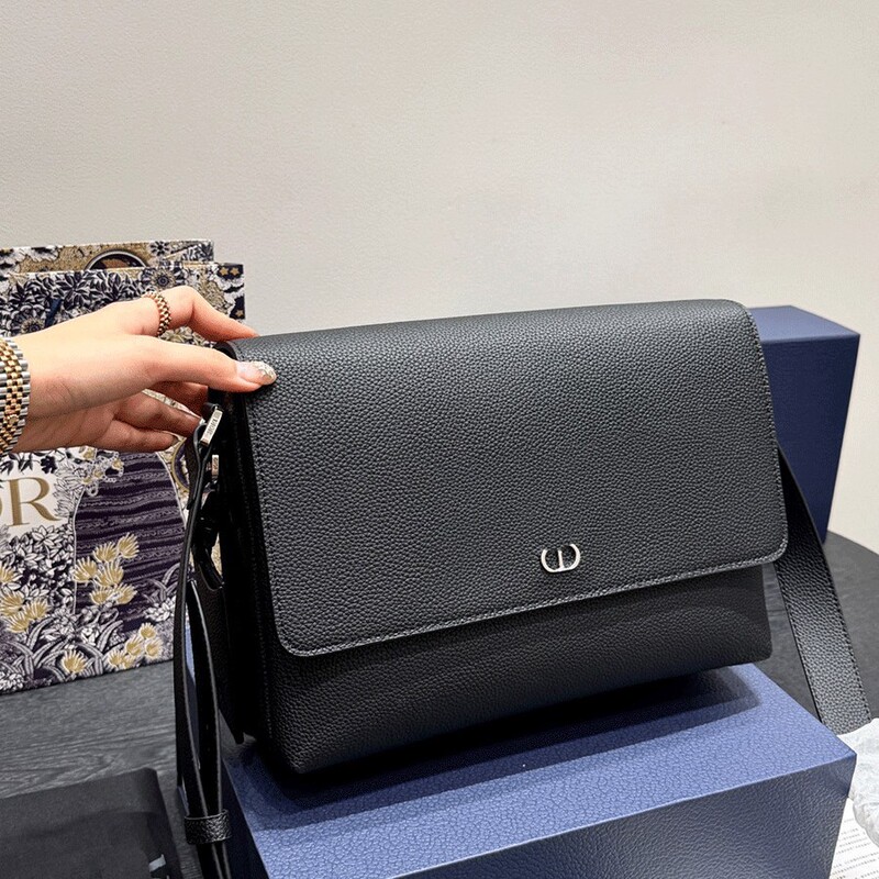 Icon Messenger Bag Men's Messenger Bag Black Genuine Leather Camera Bag Versatile Business Crossbody Bag