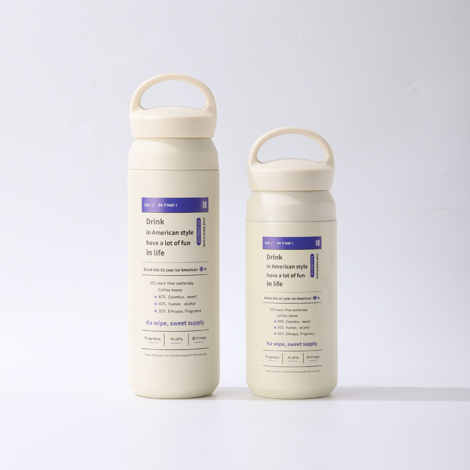 Cruz-Frontera de acero inoxidable taza de vacío portátil Harajuku viaje ins regalo mango cubierta de hielo americano taza de café de alto aspecto