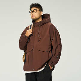 【荷叶拒水】黑劲大码男装秋冬季休闲加大防风防水保暖冲锋衣男士