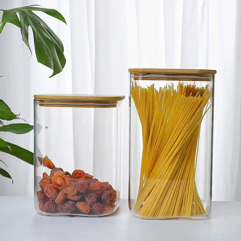 Производитель больших квадратных банок для хранения, герметичных банок, прозрачных стеклянных банок, квадратных стеклянных банок для хранения, кухонных банок для хранения
