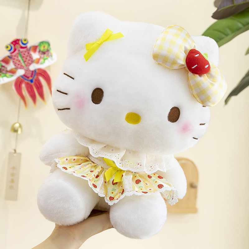 New Fruit Strawberry KT Cat Plush Toy Flower Dress Katie Gege Cat Doll Doll Pillow Cross Border Goods New Fruit Strawberry KT Cat Plush Toy Flower Dress Katie Gege Cat Doll Doll Pillow Cross Border Goods